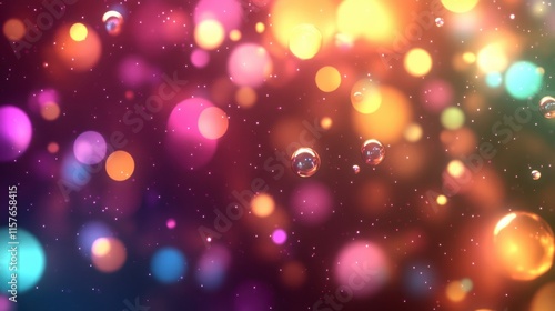 Colorful abstract background with glowing bubbles and lights creating a vibrant atmosphere at nighttime