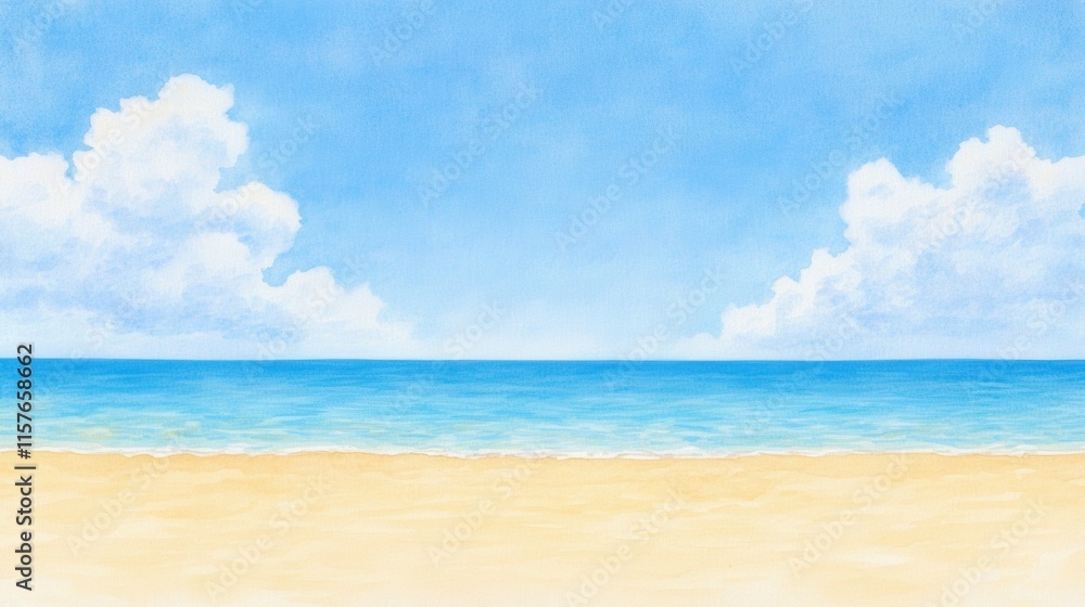 Serene Beach Landscape with Gentle Waves and Clear Blue Sky Serene Beach Landscape with Gentle Waves and Clear Blue Sky