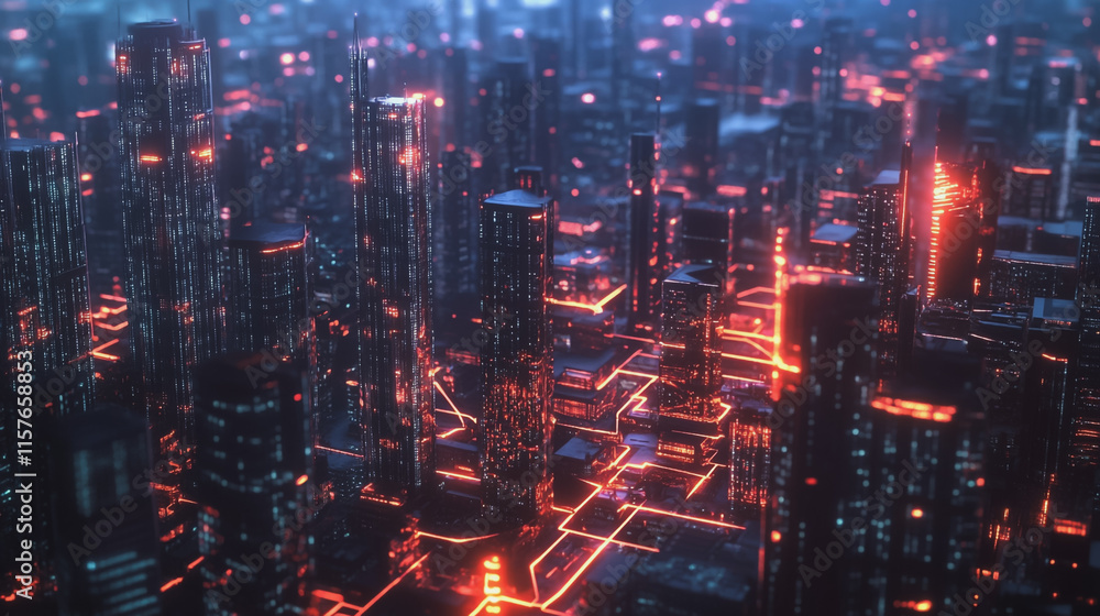 Smart digital Innovation city with connection network reciprocity over the cityscape. of future smart wireless digital city and social media networking systems that connects people with in city Smart digital Innovation city with connection network reciprocity over the cityscape. of future smart wireless digital city and social media networking systems that connects people with in city