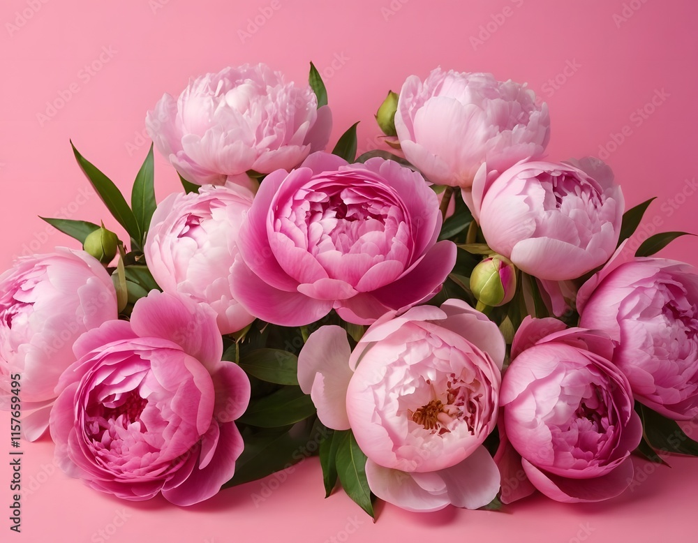 bouquet of colorful peony flowers isolated on pink background valentine day celebration concept bouquet of colorful peony flowers isolated on pink background valentine day celebration concept
