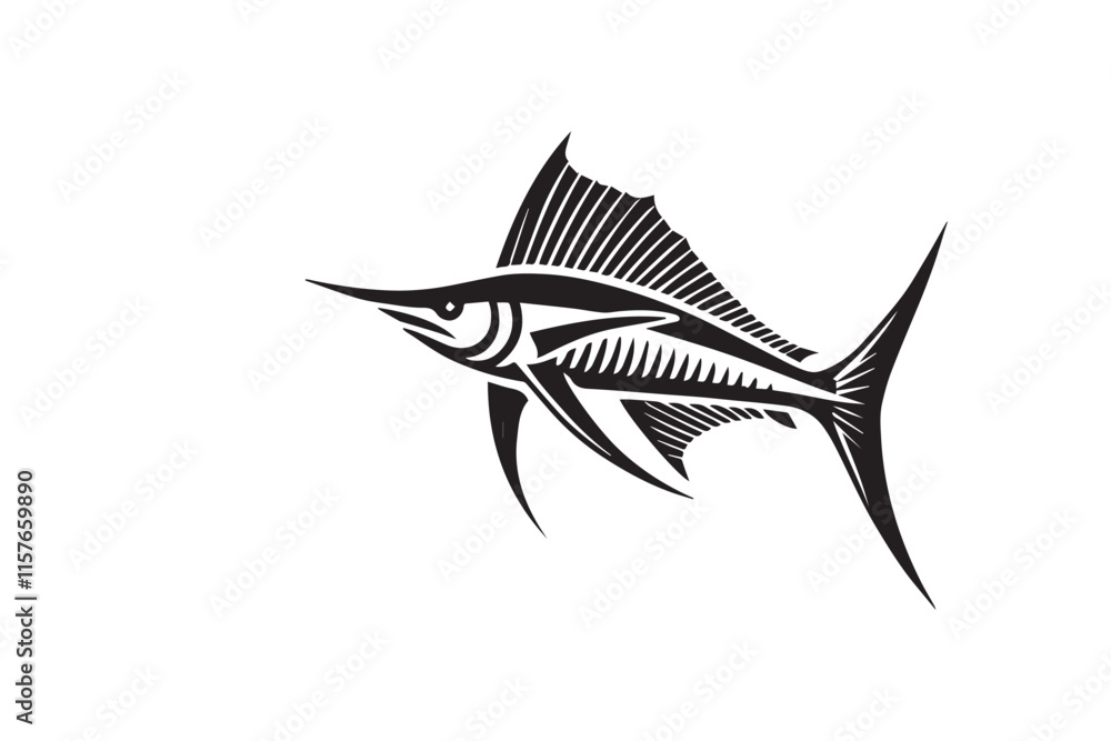 Obraz premium simple black an white sword fish vector silhouette isolated on a white background