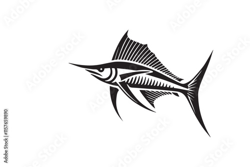 simple black an white sword fish vector silhouette isolated on a white background