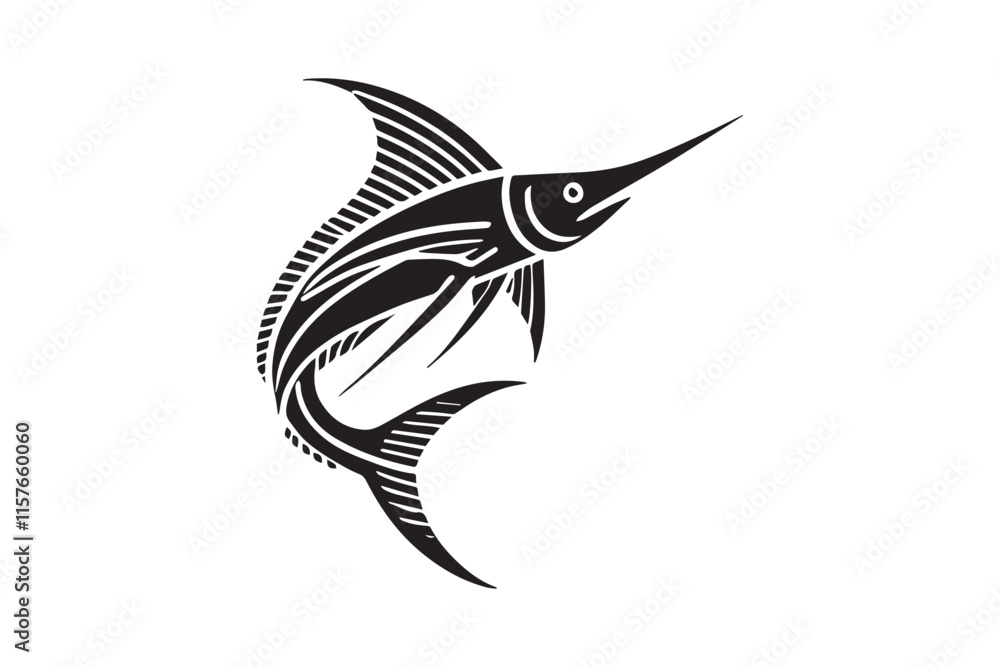 simple black an white sword fish vector silhouette isolated on a white background simple black an white sword fish vector silhouette isolated on a white background