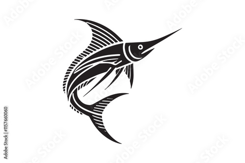 simple black an white sword fish vector silhouette isolated on a white background