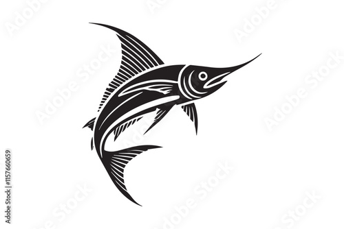 simple black an white sword fish vector silhouette isolated on a white background