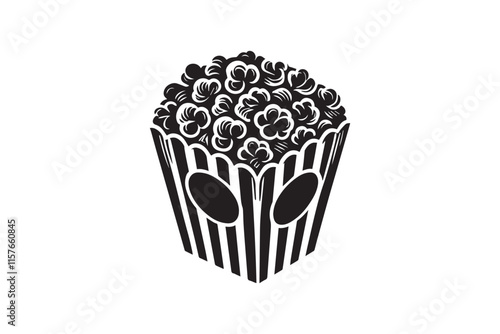 simple black an white popcorn vector silhouette isolated on a white background