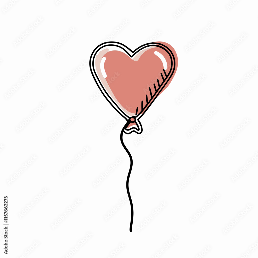 Heart-shaped pink balloon with black string Heart-shaped pink balloon with black string