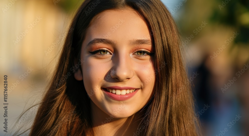 Vibrant young girl with long hair enjoying a sunny day outdoors Vibrant young girl with long hair enjoying a sunny day outdoors