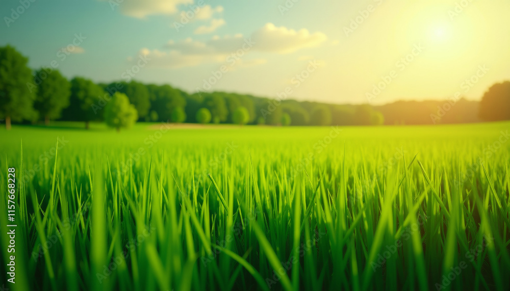 Stunning Green Meadow at Sunset Stunning Green Meadow at Sunset