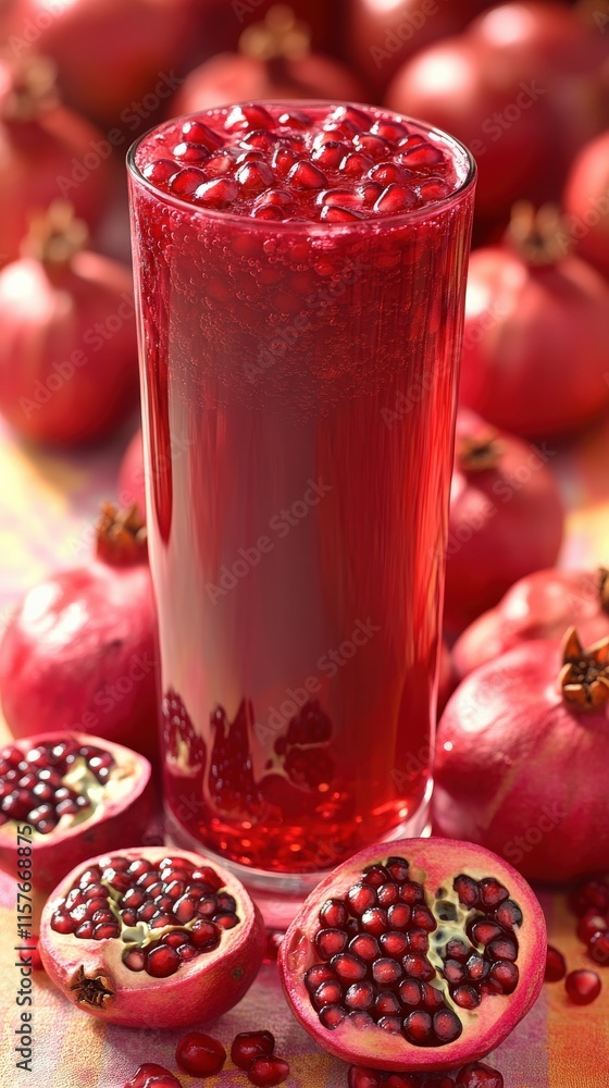 Refreshing Pomegranate Juice with Whole Pomegranates, Fresh Seeds, Glass, Healthy Beverage, Vibrant Red Fruit, Antioxidant Rich, Nutrient Dense Superfood Drink Refreshing Pomegranate Juice with Whole Pomegranates, Fresh Seeds, Glass, Healthy Beverage, Vibrant Red Fruit, Antioxidant Rich, Nutrient Dense Superfood Drink