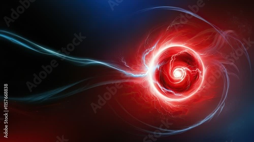 Fiery Red Energy Orb: Abstract Cosmic Vortex Animation