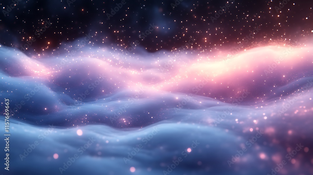 Obraz premium Celestial Cloudscape Shimmering With Golden Dust