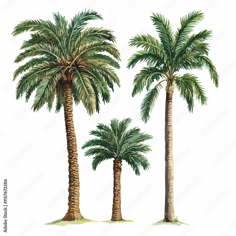 Obraz premium Tropical palm trees vector illustration for isolated use in design projects