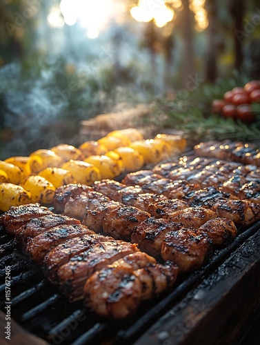 Barbeque traditional Grilled meat on the grill