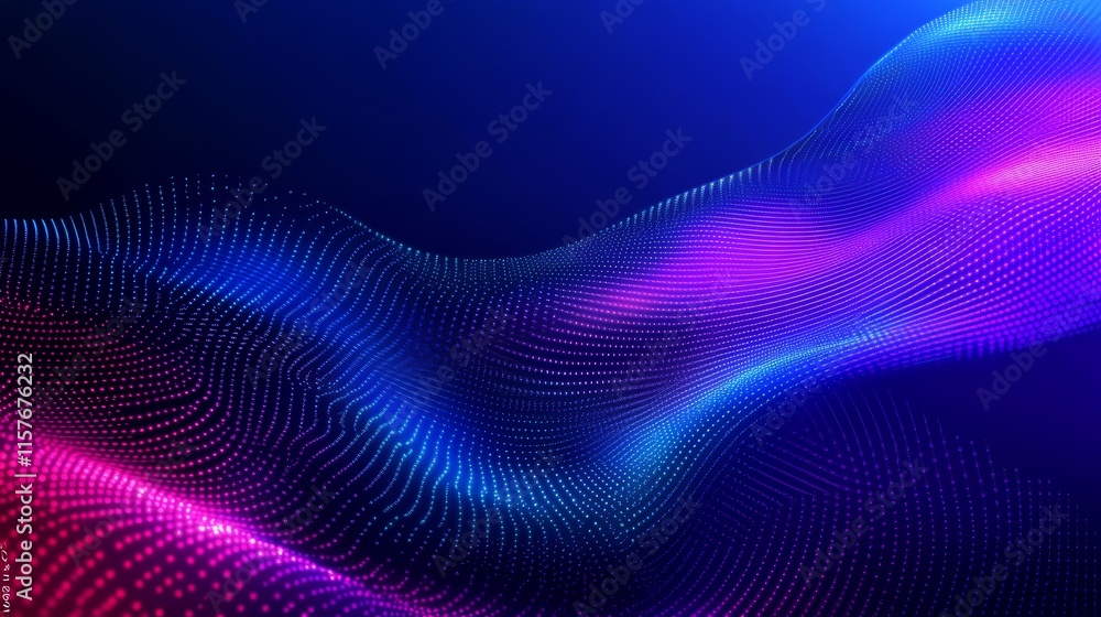 Abstract flowing digital wave, neon lights, purple and blue. Abstract flowing digital wave, neon lights, purple and blue.