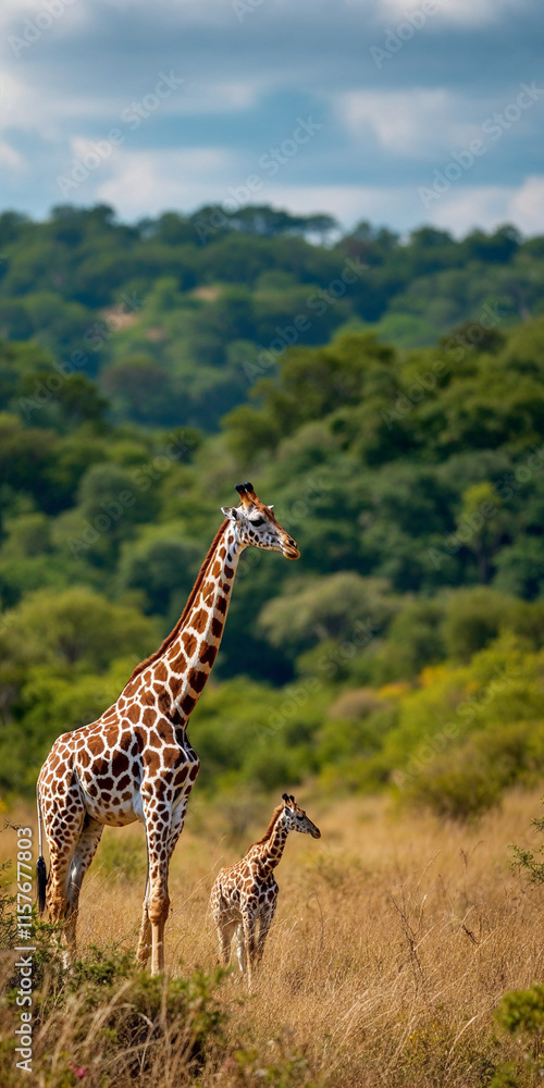 Obraz premium Concept photo of a giraffe with space for text