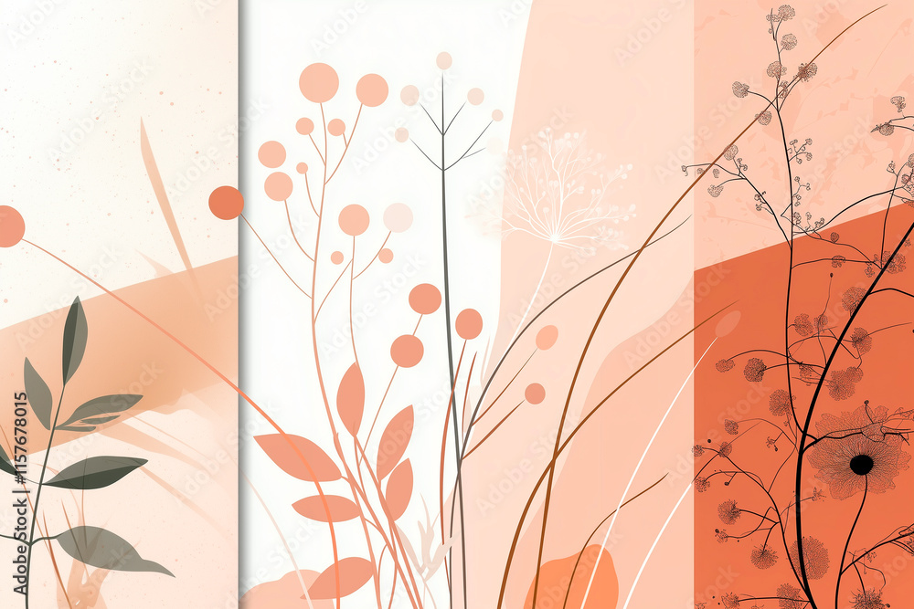 Delicate Nordic flowers and leaves, minimalistic flat design, soothing natural tones like sage green and light ochre, subtle texture
Delicate Nordic flowers and leaves, minimalistic flat design, soothing natural tones like sage green and light ochre, subtle texture