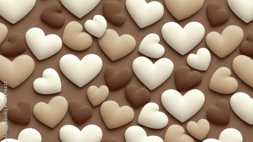 Fototapeta premium Colorful heart patterns abstract design digital art warm tones close-up view love and affection theme