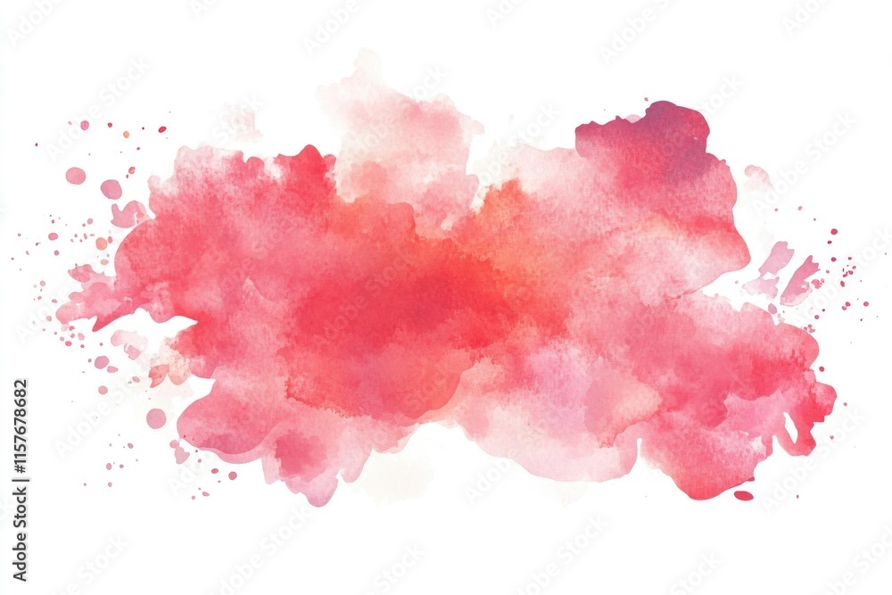 Watercolor painting of a red and pink cloud with soft, feathery texture Watercolor painting of a red and pink cloud with soft, feathery texture