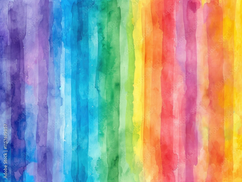 Rainbow Striped Watercolor Canvas: Abstract Gradient of Retro Colours Rainbow Striped Watercolor Canvas: Abstract Gradient of Retro Colours