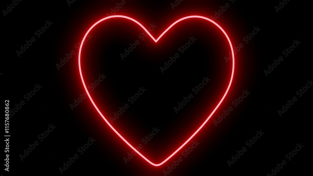 Neon red heart isolated on dark background Neon red heart isolated on dark background