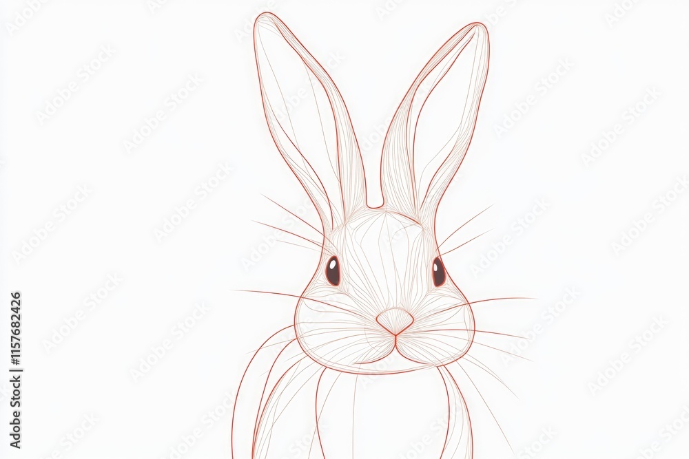 Fototapeta premium A simple illustration of a rabbit against a plain white background, suitable for use in children's educational materials or design projects