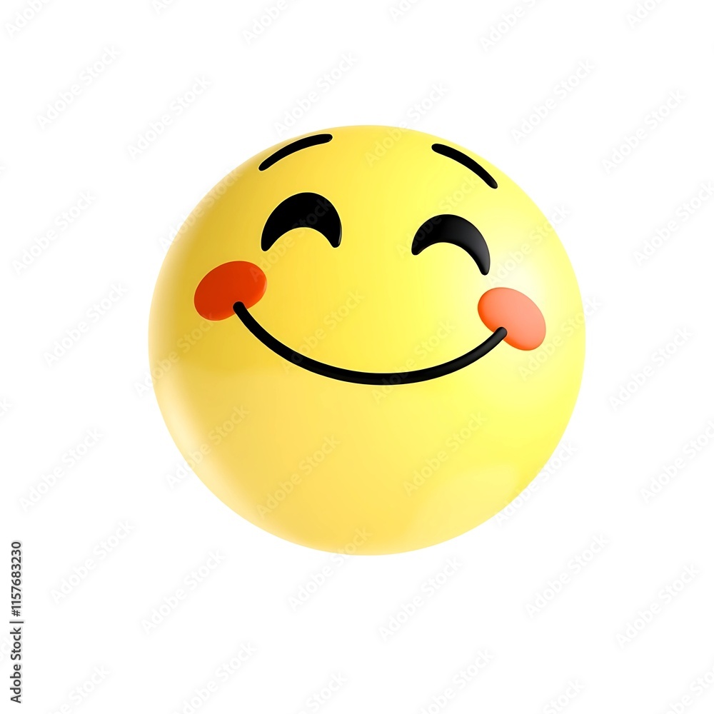 Fototapeta premium Cartoon Smiley Face: Clean Design on Solid Color Background 