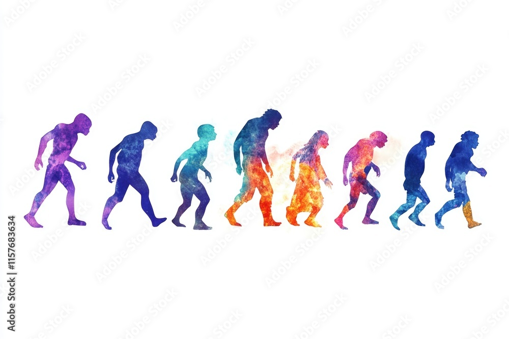 Group of people walking together in a straight line Group of people walking together in a straight line