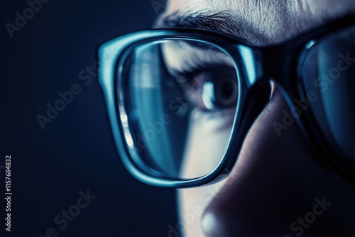 Wallpaper Mural A close-up shot of a person wearing glasses, providing intimate details of facial features Torontodigital.ca