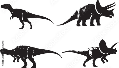 Dinosaur silhouette vector EPS SET