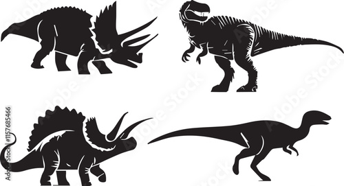Dinosaur silhouette vector EPS SET