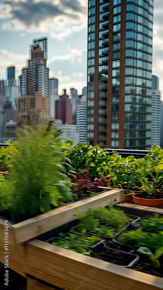 A lush garden on a balcony set against towering skyscrapers, symbolizing the concept of green urban living and sustainable city environments. A lush garden on a balcony set against towering skyscrapers, symbolizing the concept of green urban living and sustainable city environments.