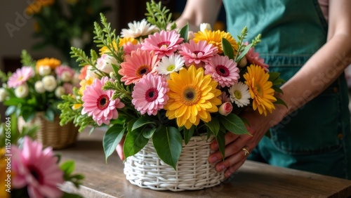 Wallpaper Mural Girl florist collects a beautiful bouquet of flowers in a flower shop Torontodigital.ca