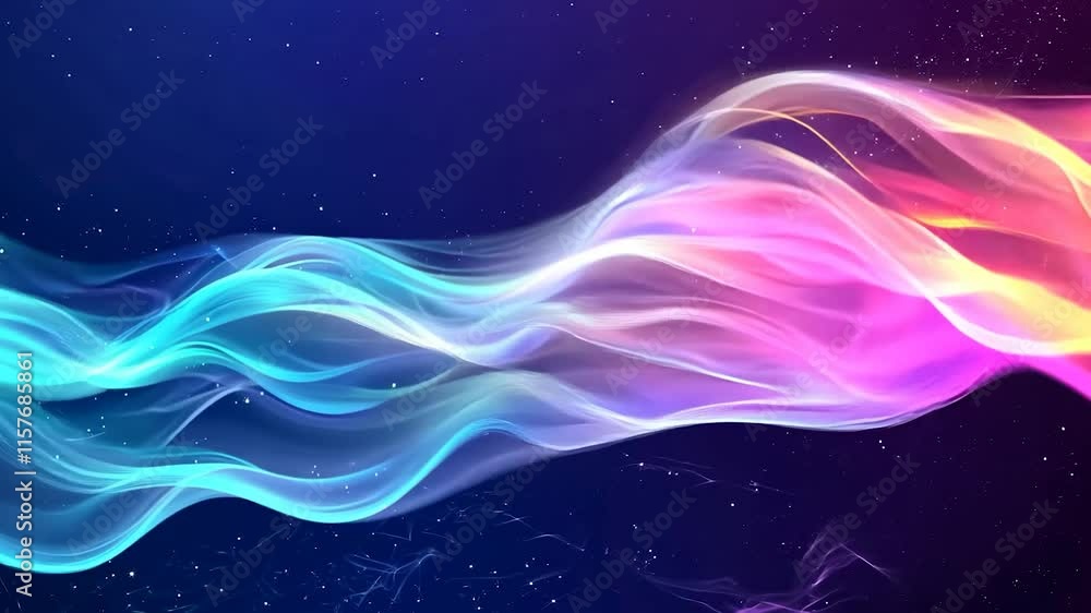 Smooth, colorful abstract waves flowing in space, symbolizing the complexity and fluidity of artificial intelligence in a dynamic digital environment Smooth, colorful abstract waves flowing in space, symbolizing the complexity and fluidity of artificial intelligence in a dynamic digital environment