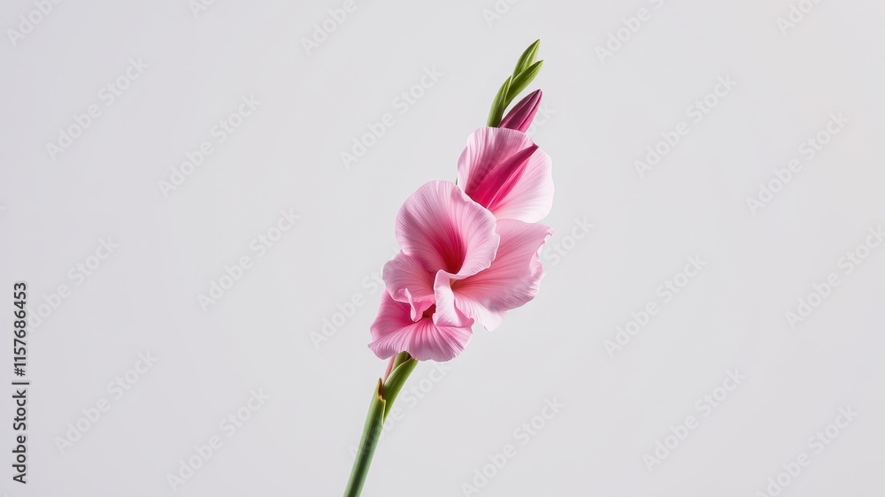 Delicate Pink Gladiolus Flower on a Simple Background, Perfect for Elegant Designs and Floral Arrangements Delicate Pink Gladiolus Flower on a Simple Background, Perfect for Elegant Designs and Floral Arrangements
