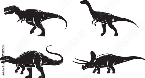 Dinosaur silhouette vector EPS SET photo