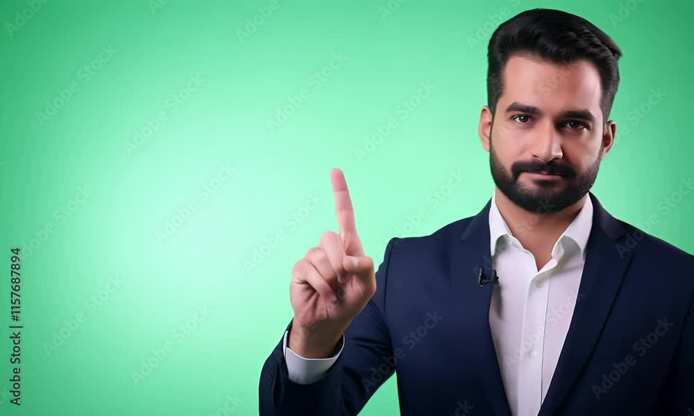 Confident Man in Suit, Green Screen Background, Studio Shot Confident Man in Suit, Green Screen Background, Studio Shot