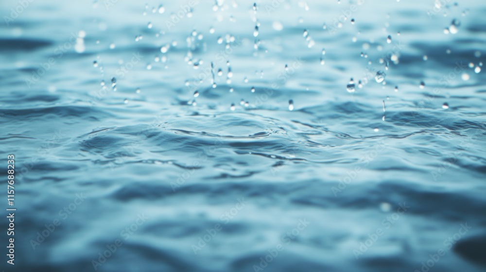 Gentle Raindrops Falling on Calm Water Surface Creating Gentle Ripples Gentle Raindrops Falling on Calm Water Surface Creating Gentle Ripples