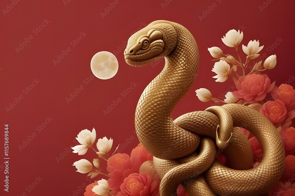 Fototapeta premium ia generated. Chinese New Year celebration. Chinese culture. Snake