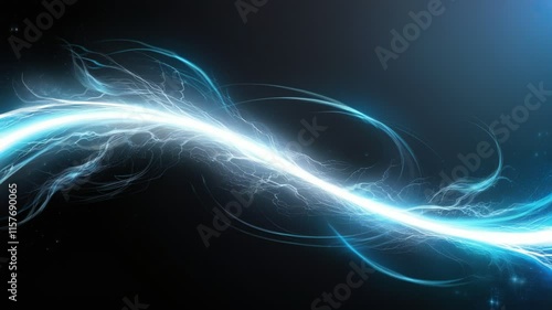 A blue and white line with a lot of energy and movement. The line is very long and it looks like it is moving