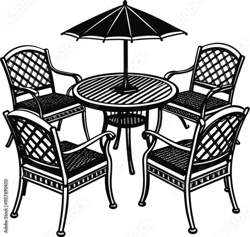 Simple Patio Furniture Silhouette Vector Illustration