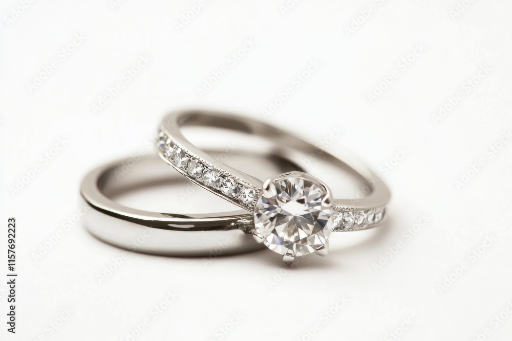 A pair of wedding rings lying together on a surface, symbolizing love and commitment A pair of wedding rings lying together on a surface, symbolizing love and commitment