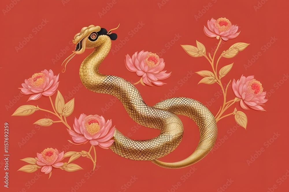 Fototapeta premium ia generated. Chinese New Year celebration. Chinese culture. Snake