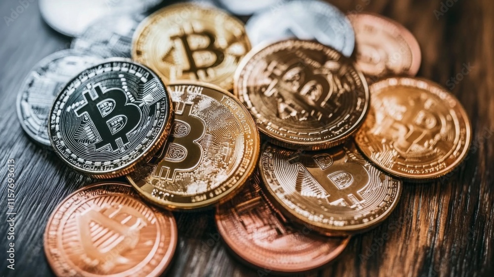 Modern Cryptocurrency Investments on Wooden Surface Modern Cryptocurrency Investments on Wooden Surface