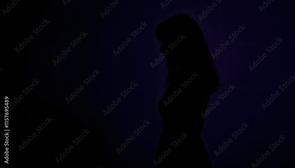 Fototapeta premium Photo of lady break dark paper backdrop escape feel passionate isolated color background, dreamy atmosphere. isolated with white highlights