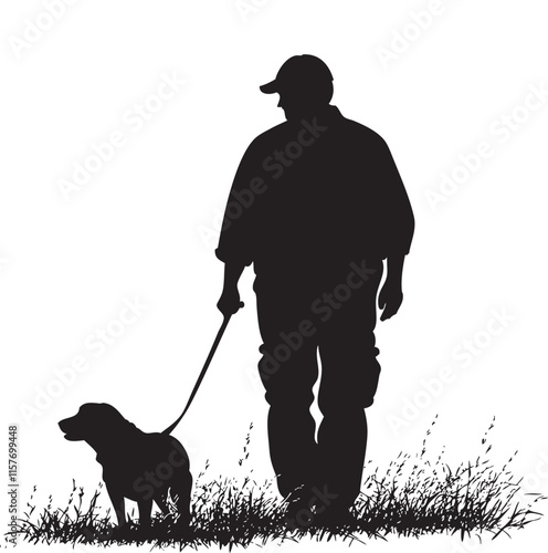 silhouette of a person with a dog