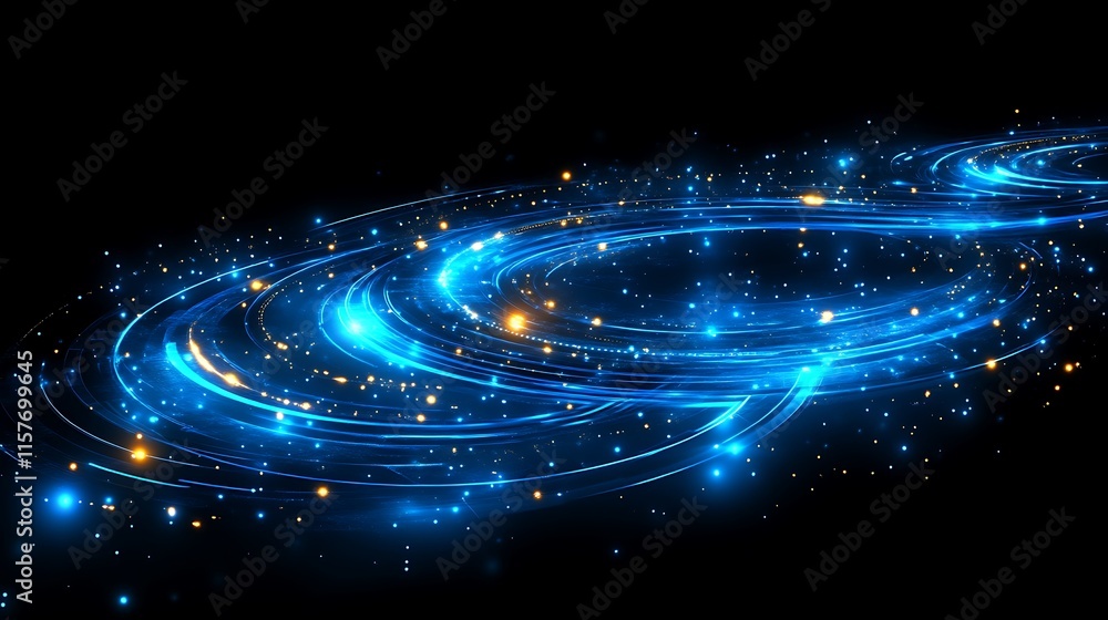 Abstract Blue And Gold Swirling Light Trails Abstract Blue And Gold Swirling Light Trails