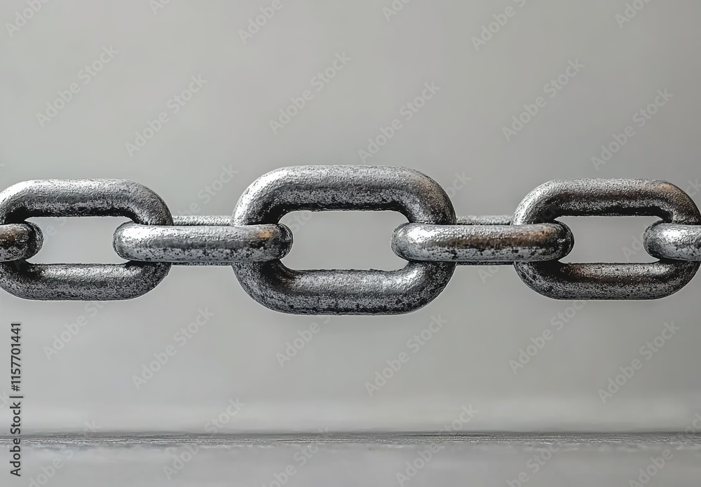 Close-up of a chain against a grey background Close-up of a chain against a grey background