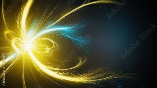 Dynamic Energy Burst: Abstract Light Show in Gold and Blue