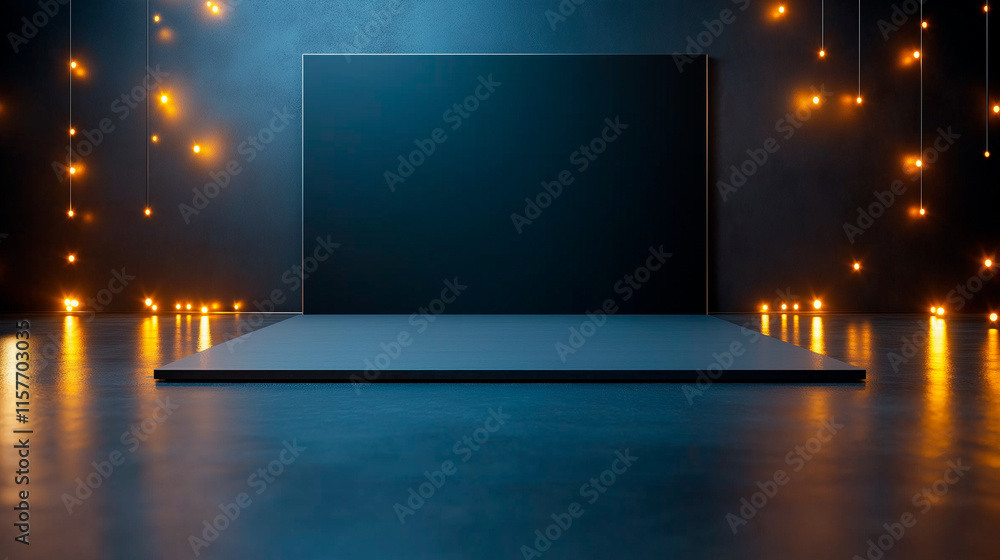 An empty, sleek platform surrounded by glowing LED lines and tech-inspired grid patterns, set against a dark digital-themed backdrop. An empty, sleek platform surrounded by glowing LED lines and tech-inspired grid patterns, set against a dark digital-themed backdrop.